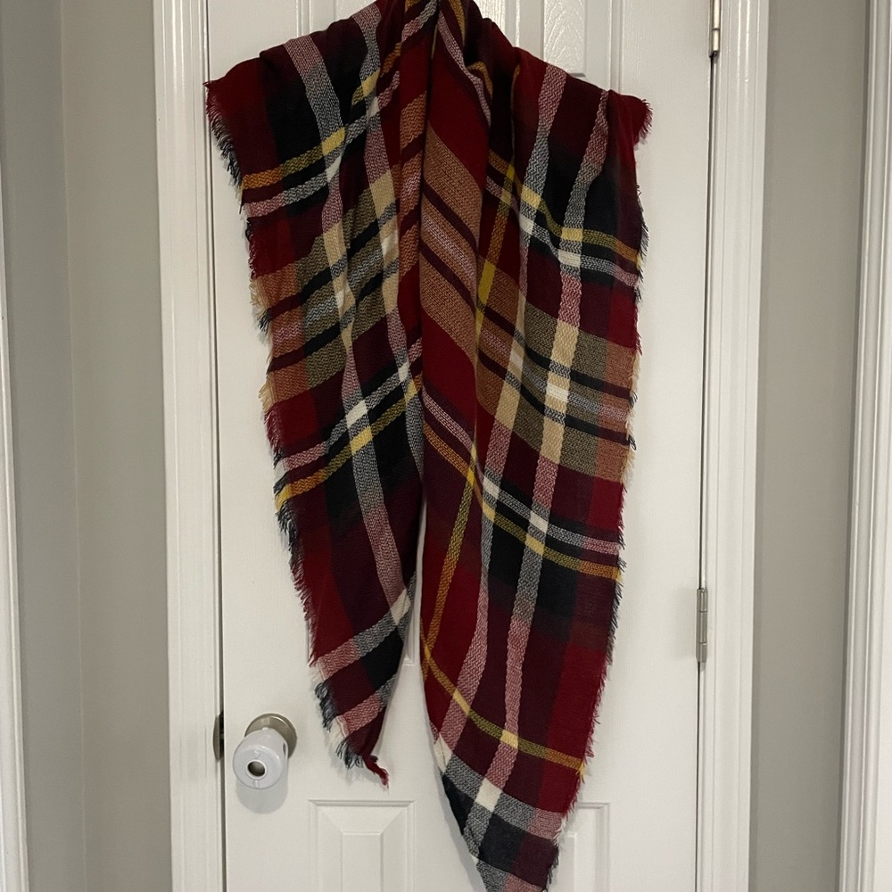 Plaid Fringe Scarf